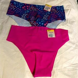 Aqua “hipster” bikini briefs (2 pair) Size Medium NWT